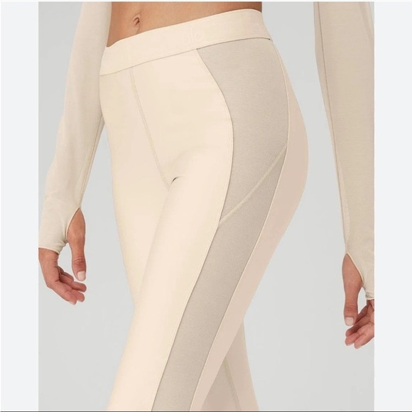 ALO Airlift High Waist Ballet Dream Legging Mesh Side Panel Performance Cream XS - Picture 1 of 13